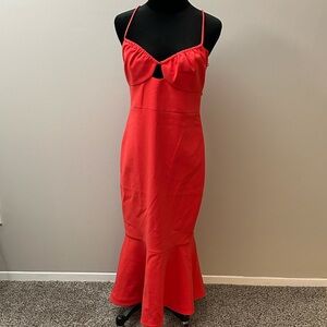 NWT Likely Red Spaghetti Strap Mermaid Maxi Dress